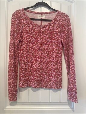 Lucky Brand Rose Floral Long-Sleeve Henley